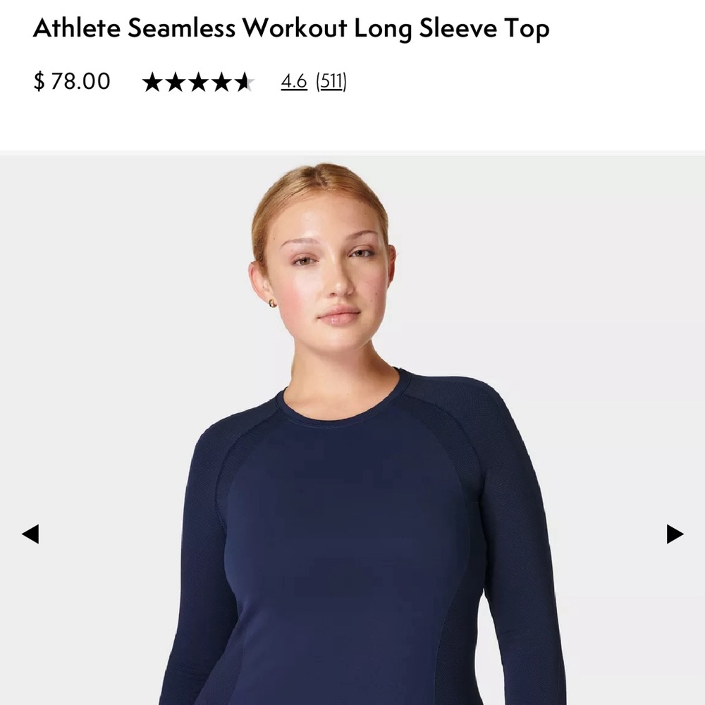 NWT Sweaty Betty navy athletic top